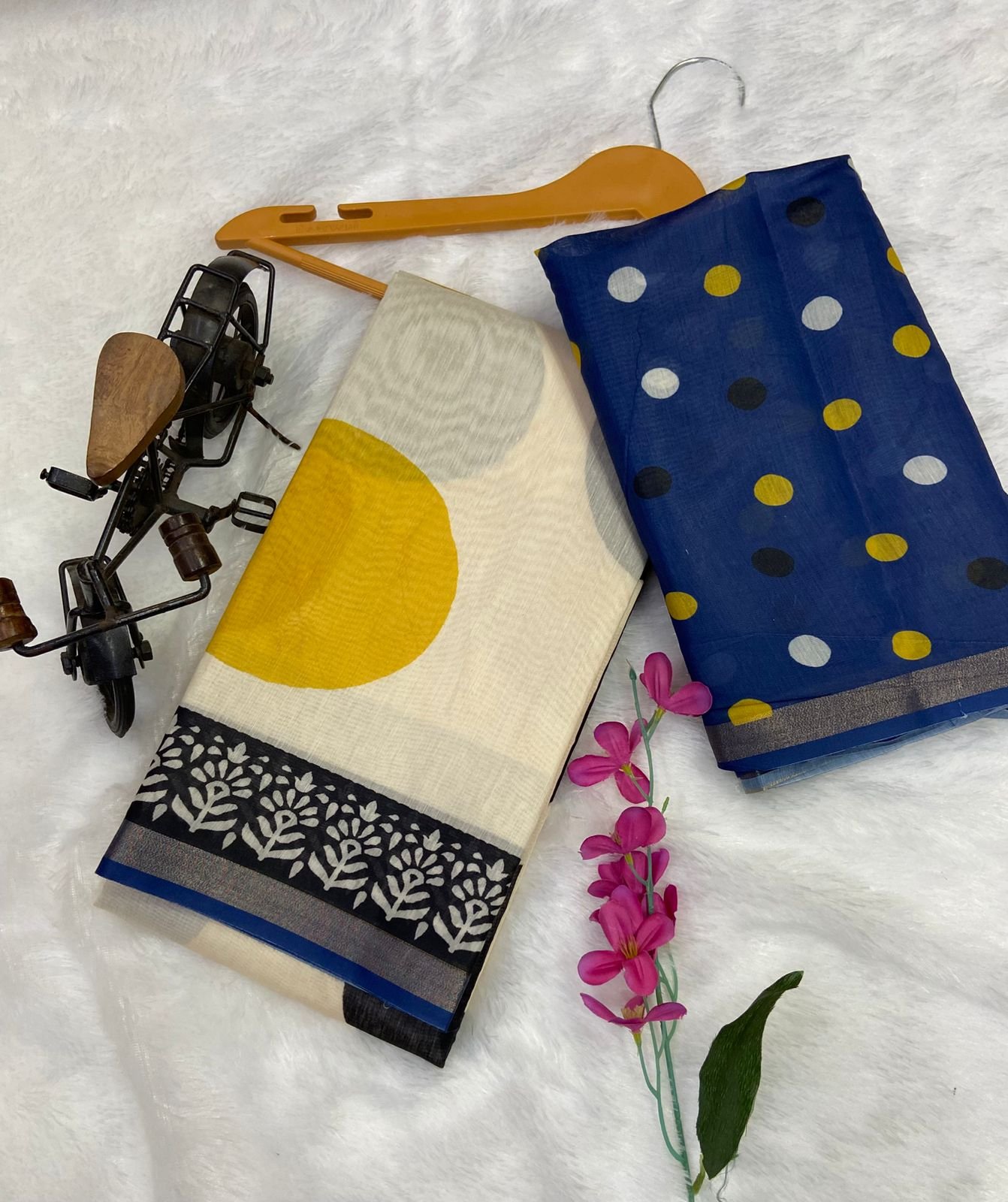 ILF Traditional Soft Chanderi Silk Saree with Gold Zari & Artistic Digital Prints