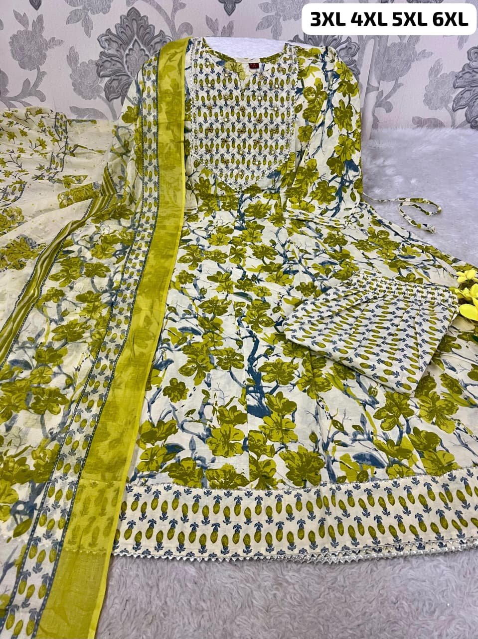 Pure Cotton Anarkali Kurti with Pant & Dupatta