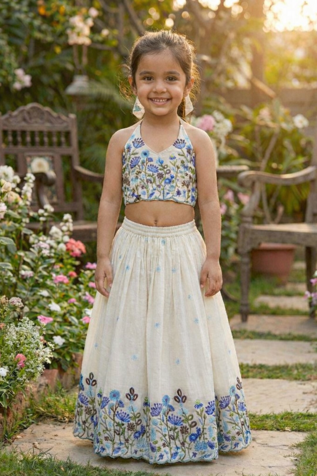 ILF The Aradhya Cora Cotton Kids Skirt-Top Set