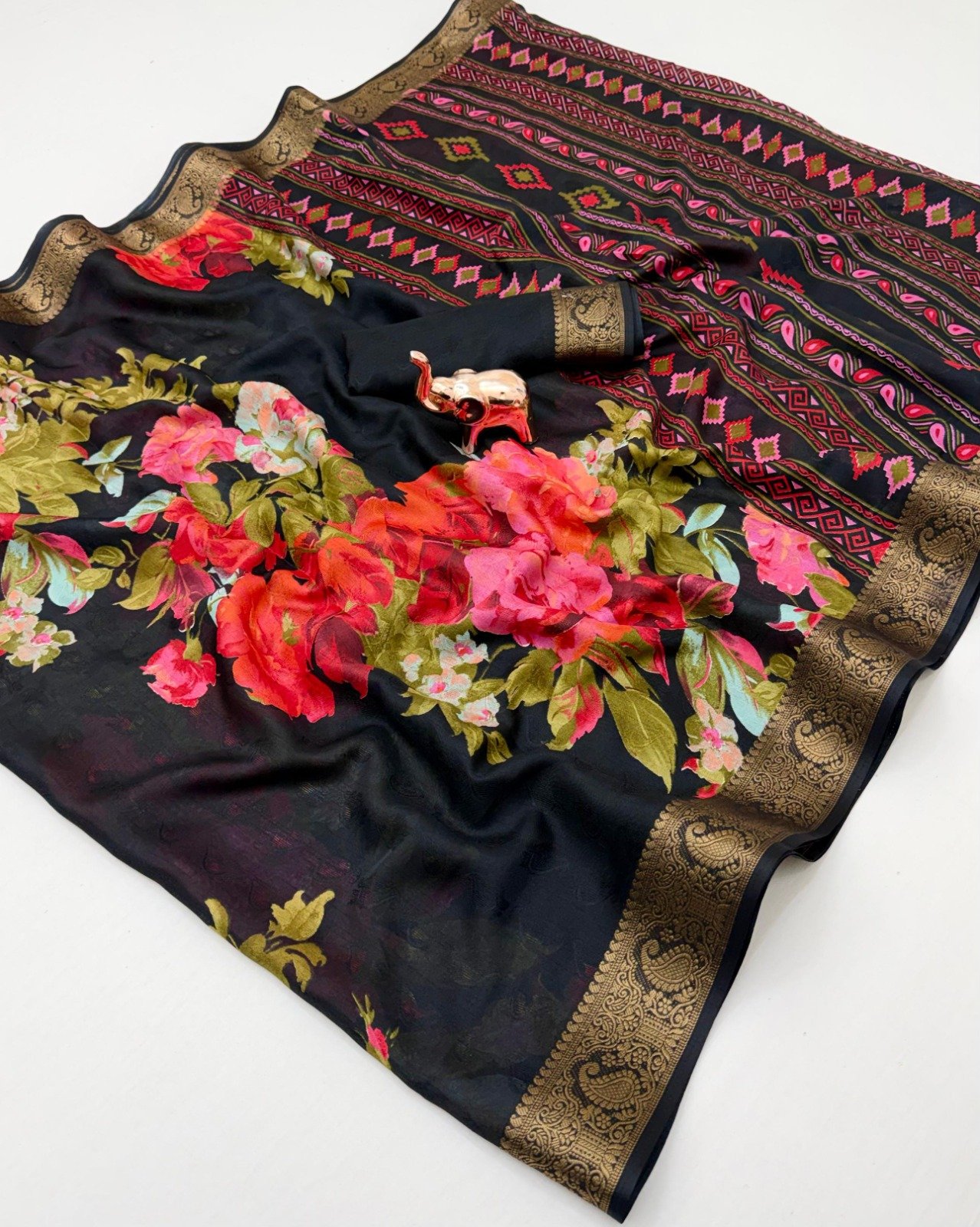 Floral 3D Marshmallow Printed Saree 