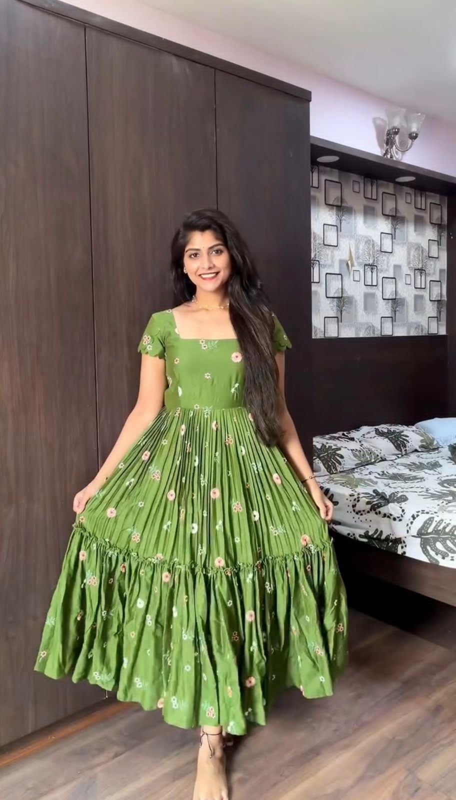 ILF Summer Bloom Mulmul Chanderi Embroidered Gown