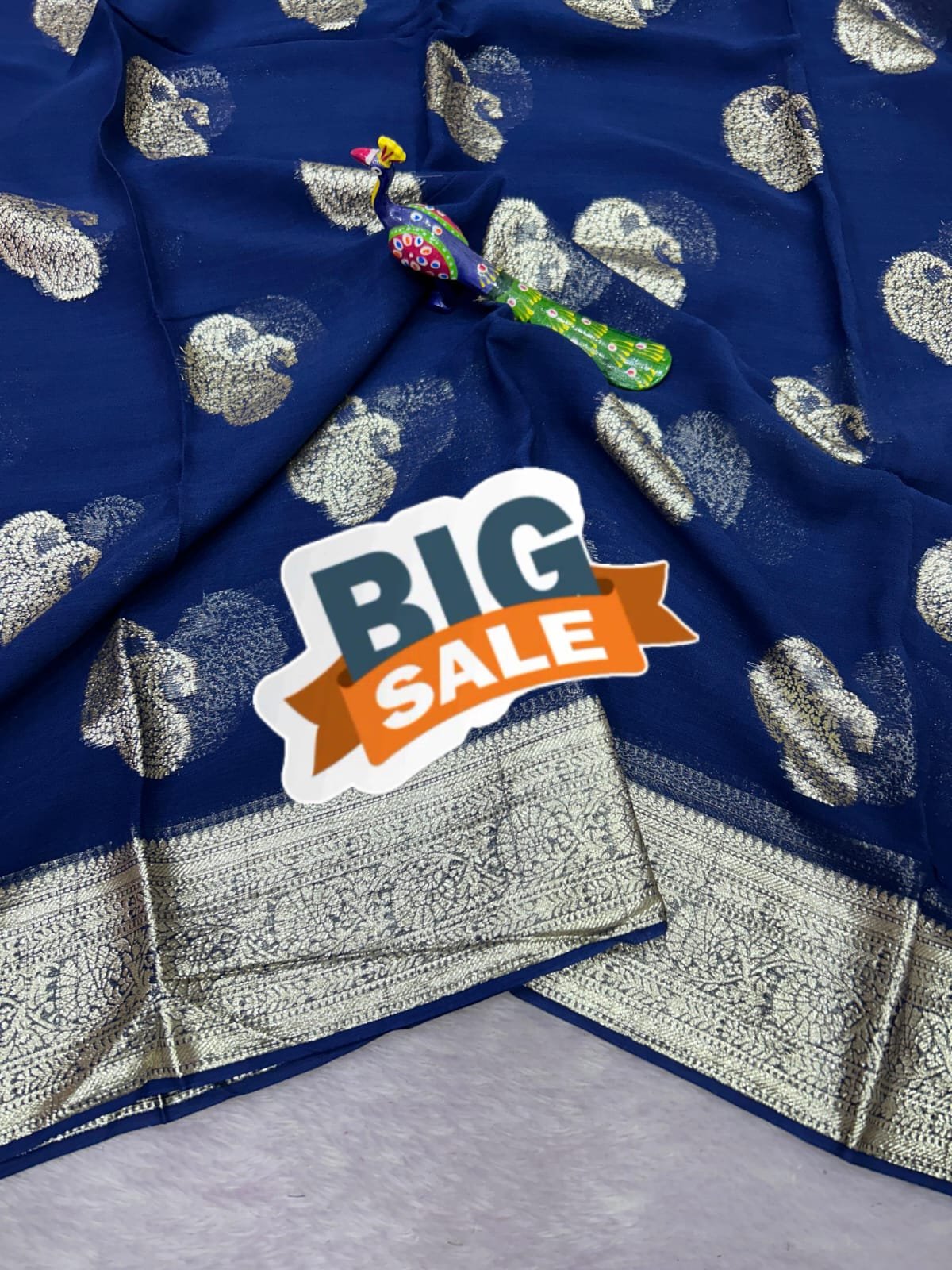 ILF Premium Viscose Georgette Saree with Intricate Silver Zari Weaving