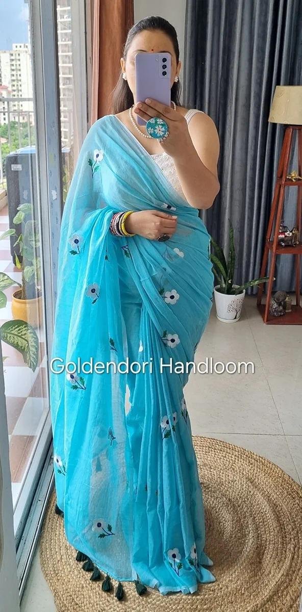 Pure Mulmul Cotton Embroidery Handloom 