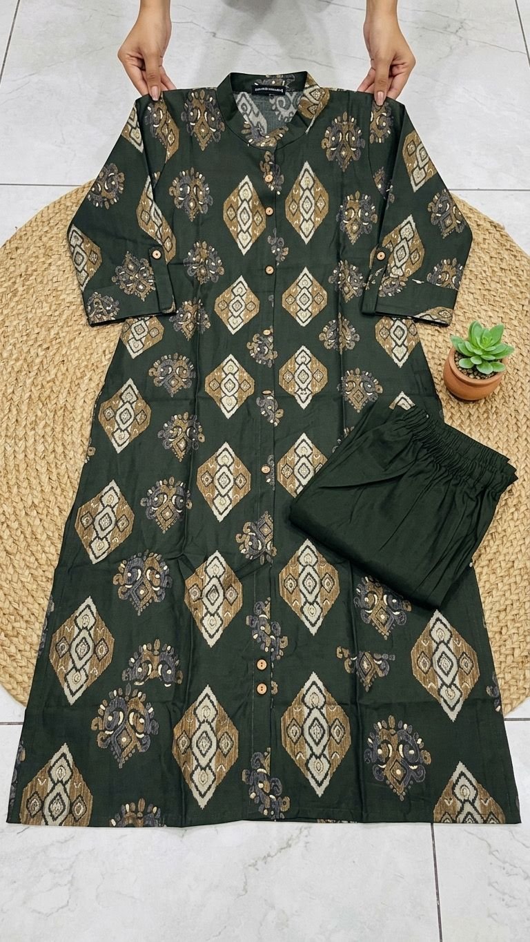 Bamboo Cotton Floral Print Kurta Set 