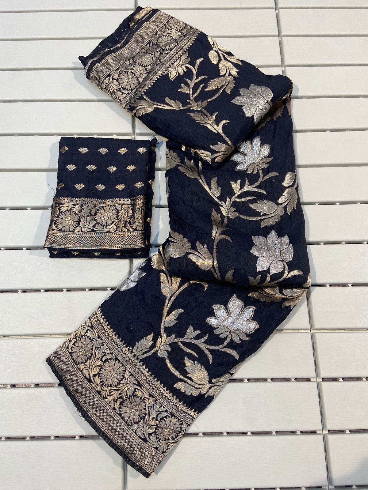 ILF Pure Soft Khadi Georgette Silk Saree with Gotapatti & Zari Jaal