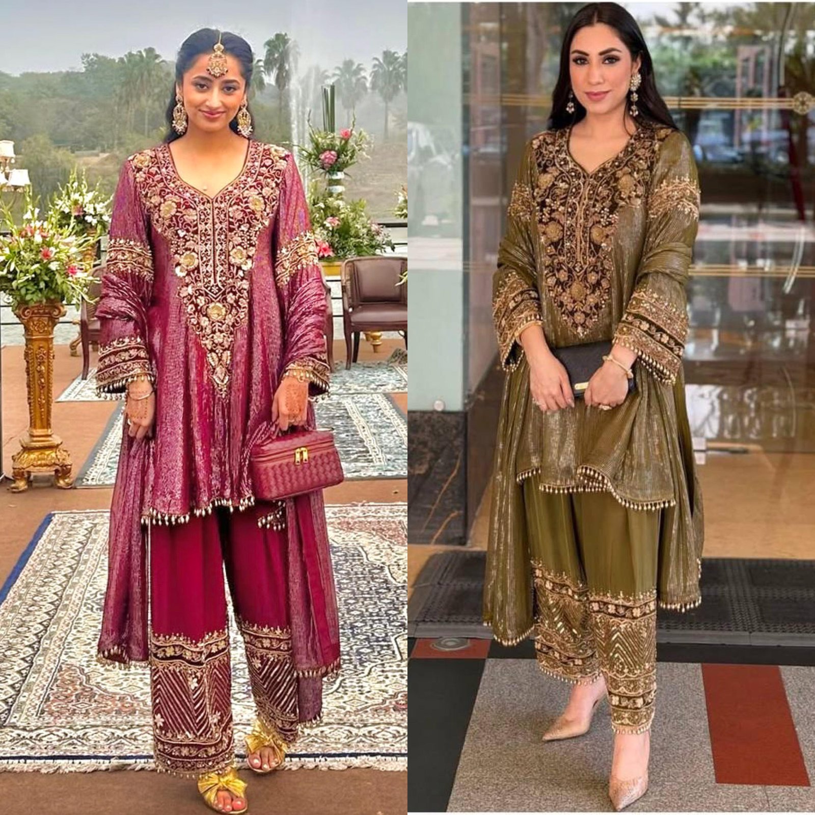 FBS Heavy Embroidered Pakistani Style Plazzo Set with Sequence Patchwork