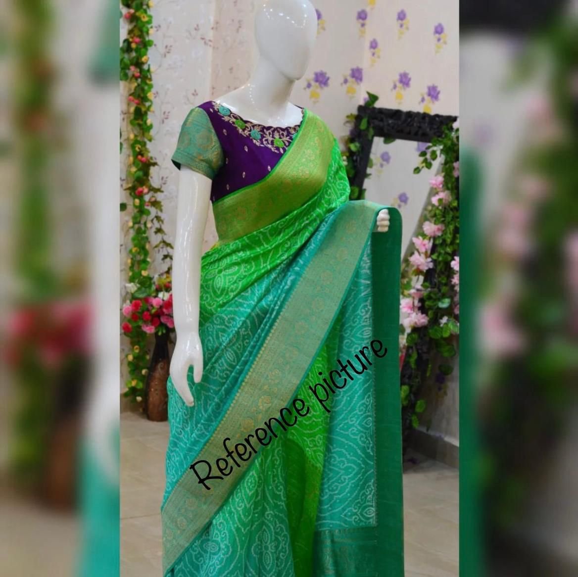Premium Dola Soft Silk Saree with Hand-Dyed Bandhej & Rich Zari Border