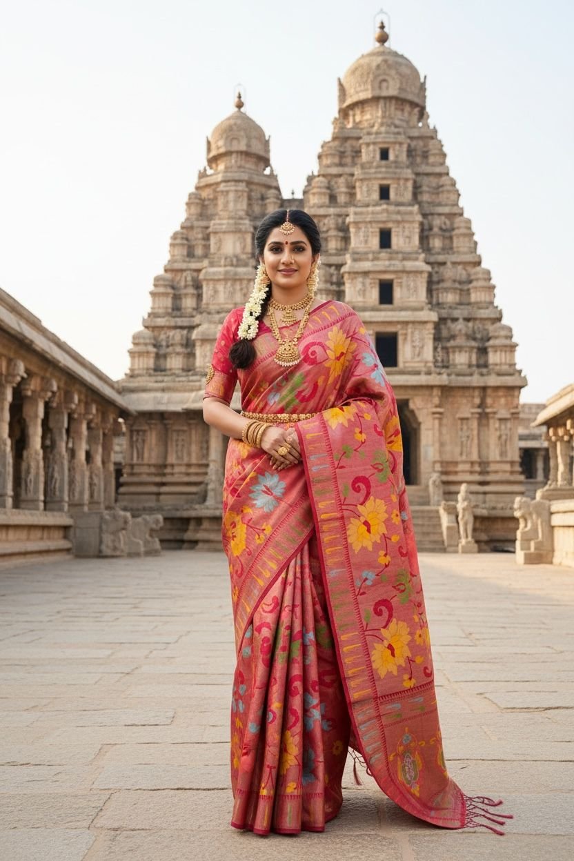 Premium Soft Tissue Paithani Silk Saree with Rich Jacquard Weaving