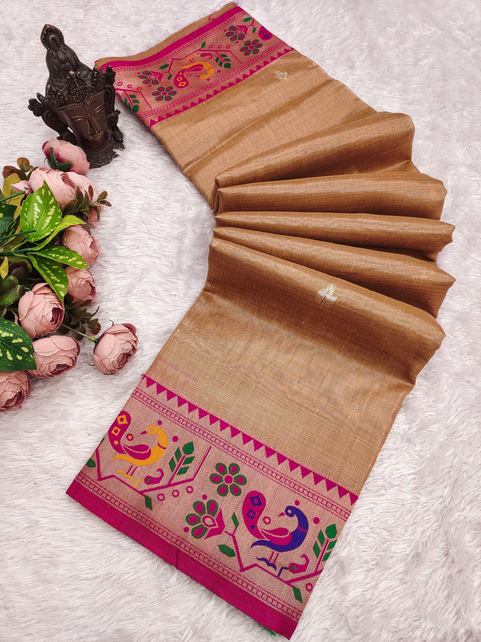Royal Banarasi Soft Silk Saree with Paithani-Style Meenakari Border