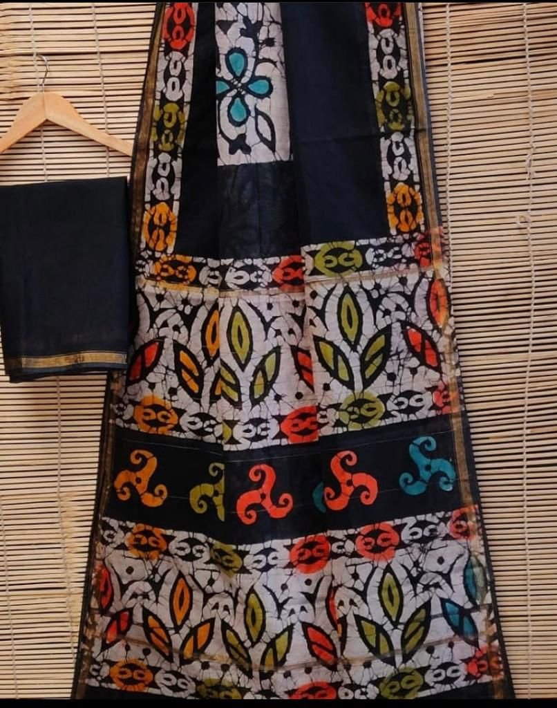 Simoni Chanderi Silk Digital Print Saree with Zari Border