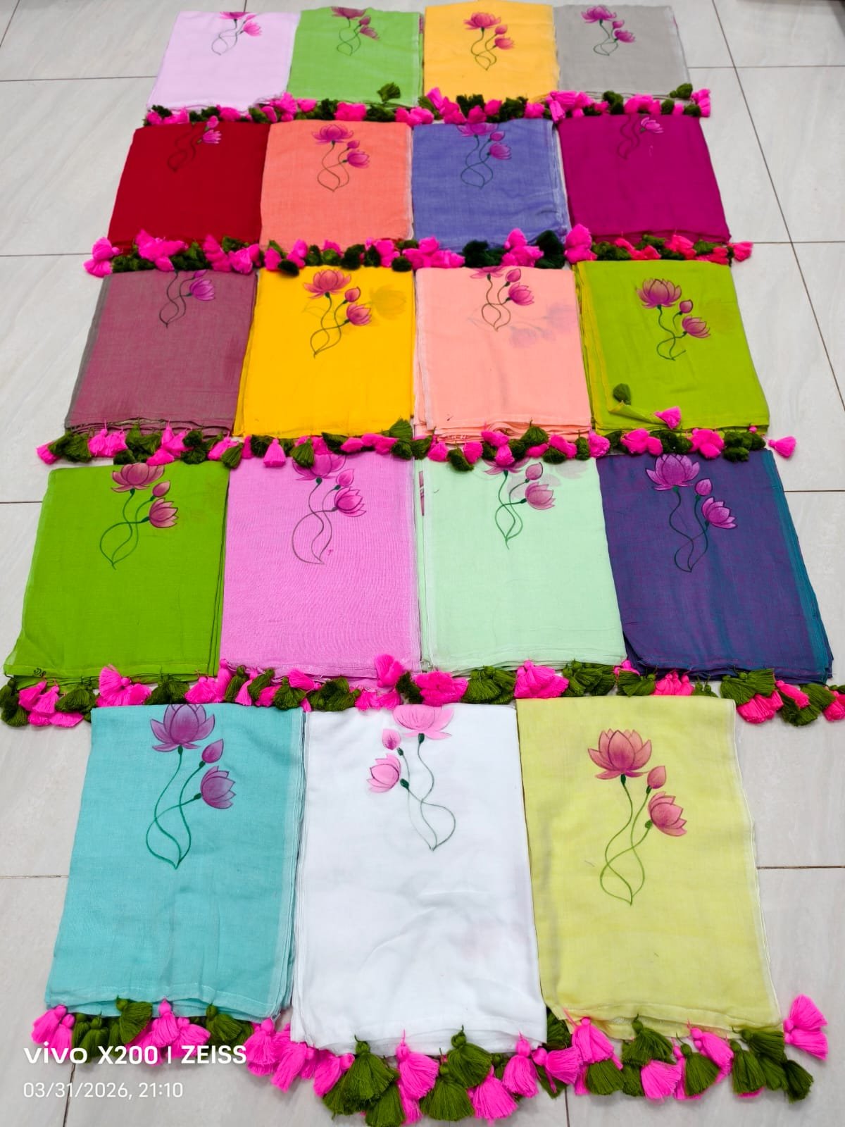 Hand-Painted Elegance: Premium Mulmul Cotton Saree Collection