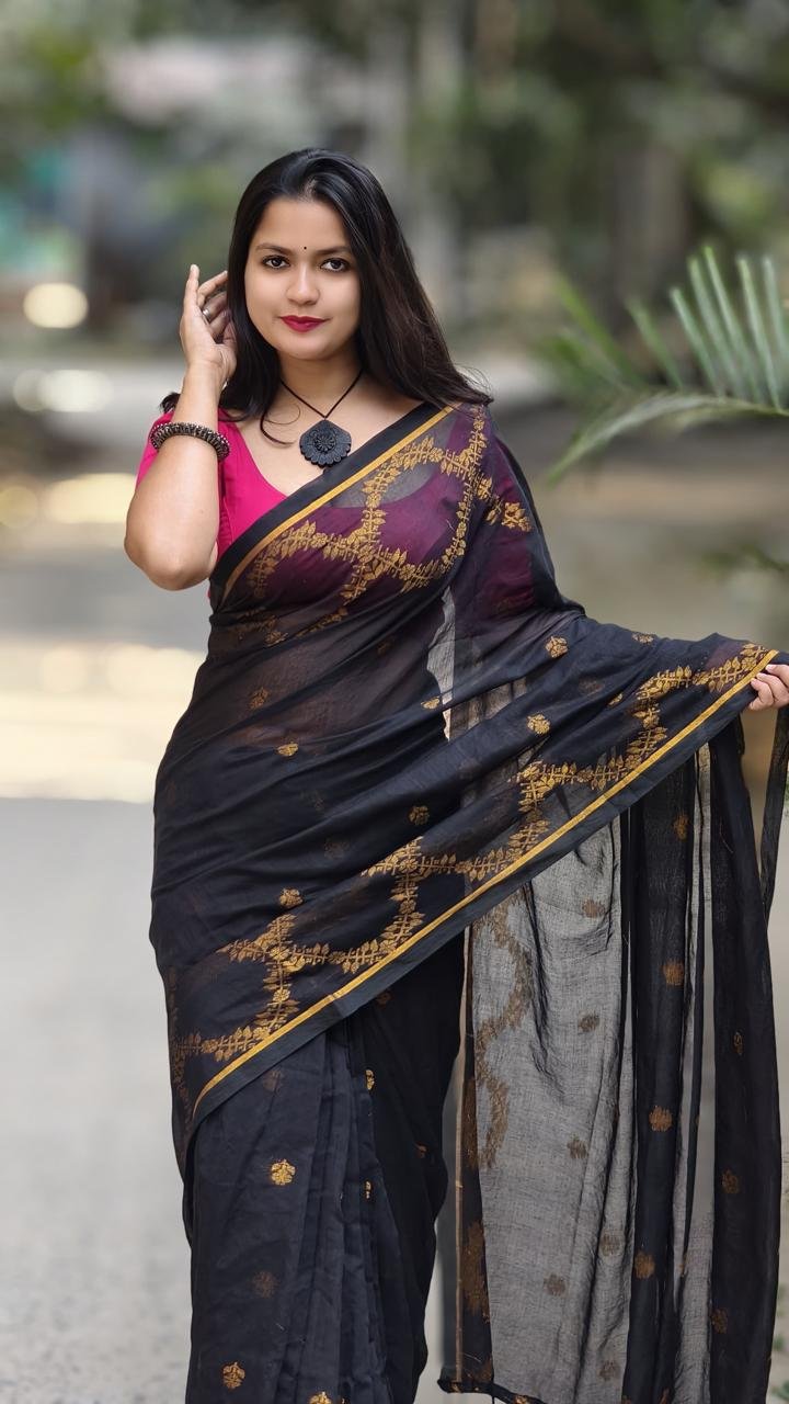 Premium Handloom Pure Mulmul Cotton Saree
