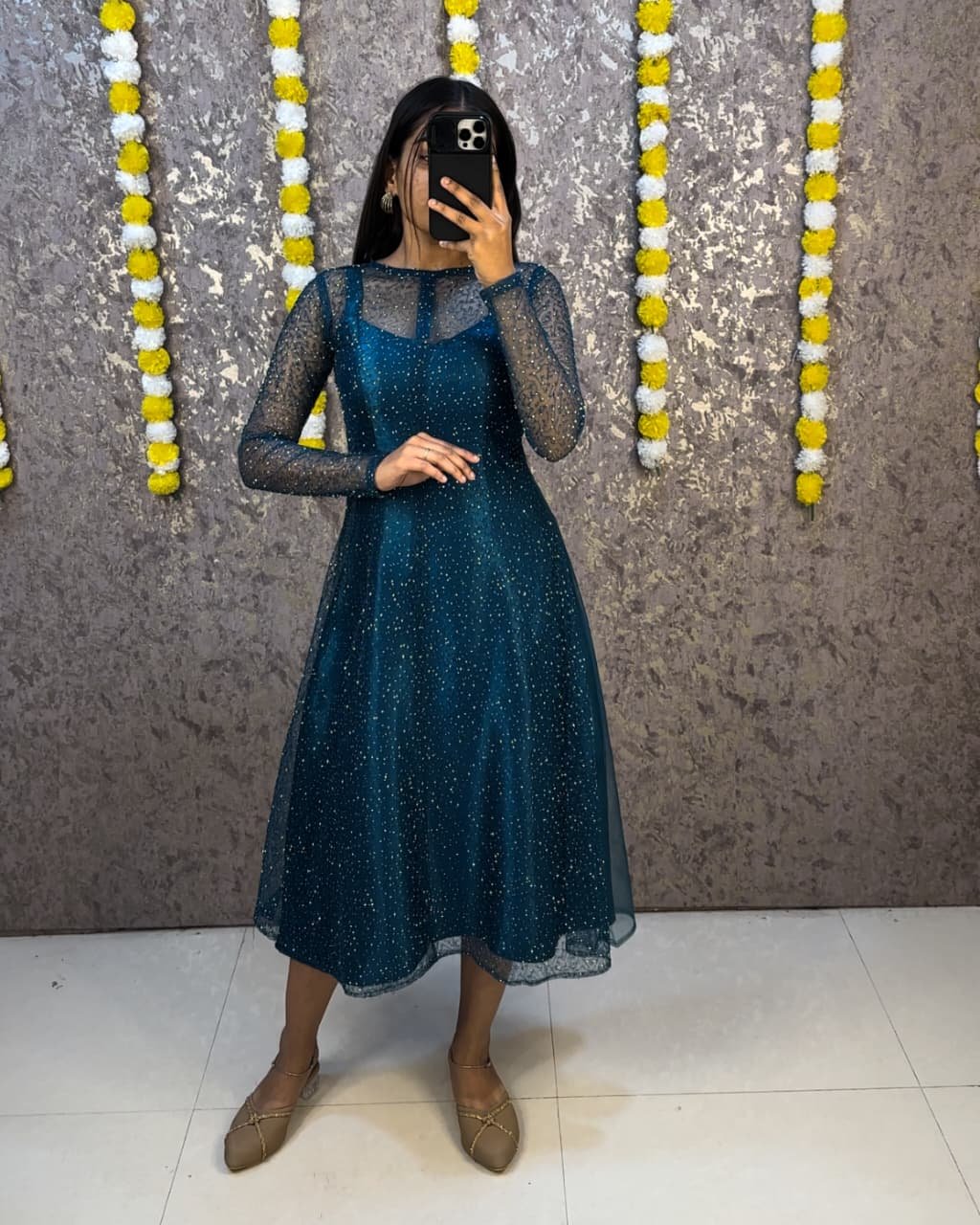 Galaxy 2-Piece Beaded Satin & Net Ensemble