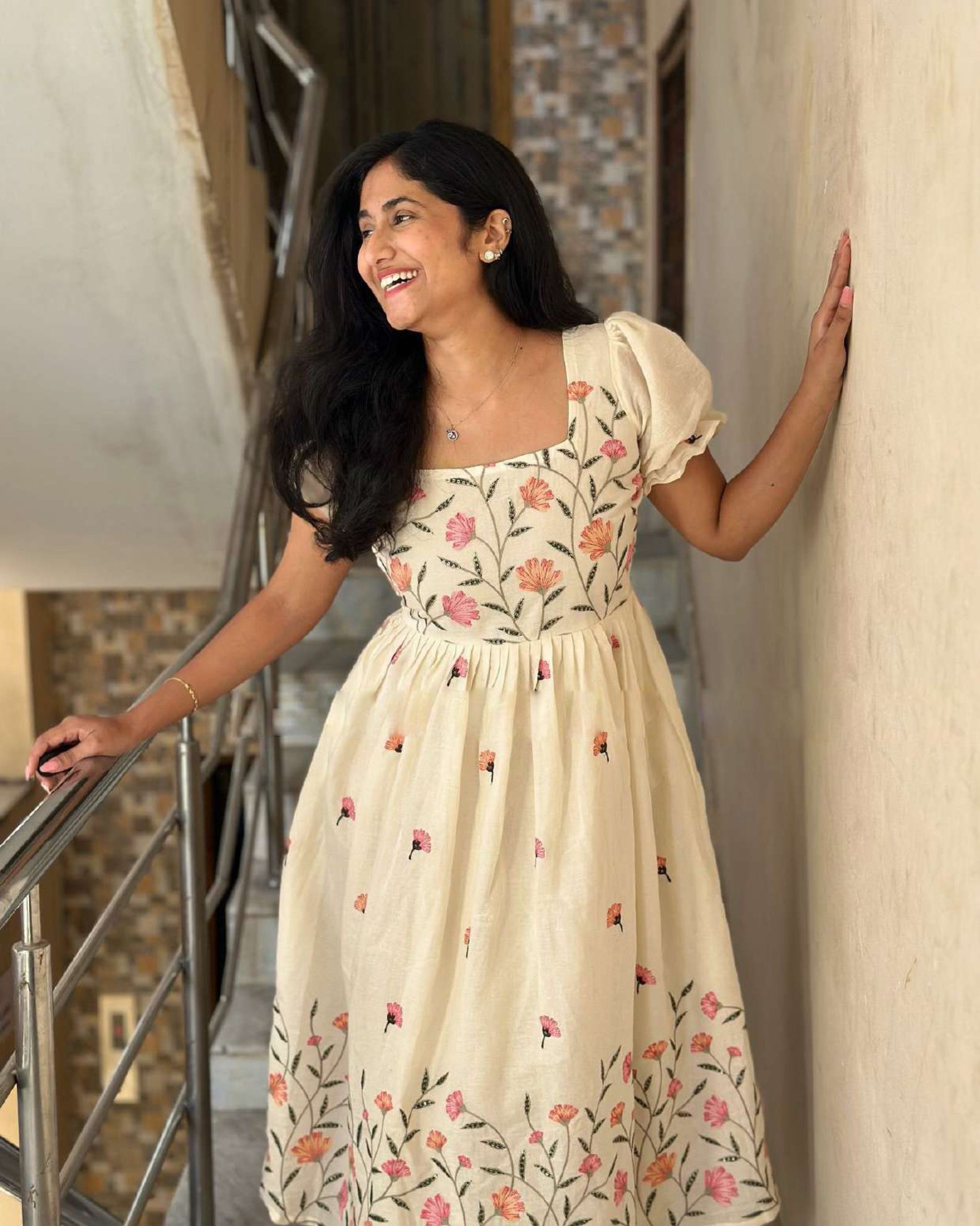 Designer Embroidered Mul Mul Cotton Gown