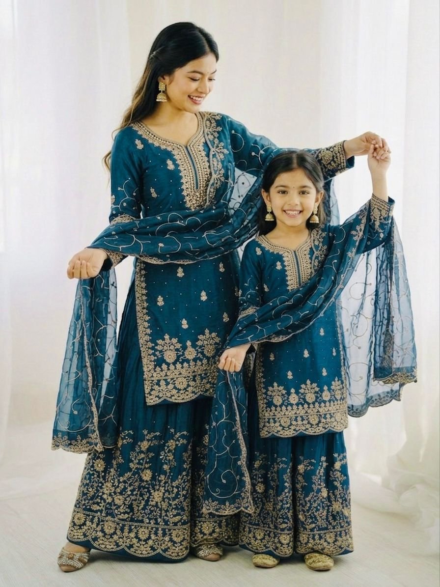 Elegant GMY Silk Embroidered Salwar Suite with Palazzo