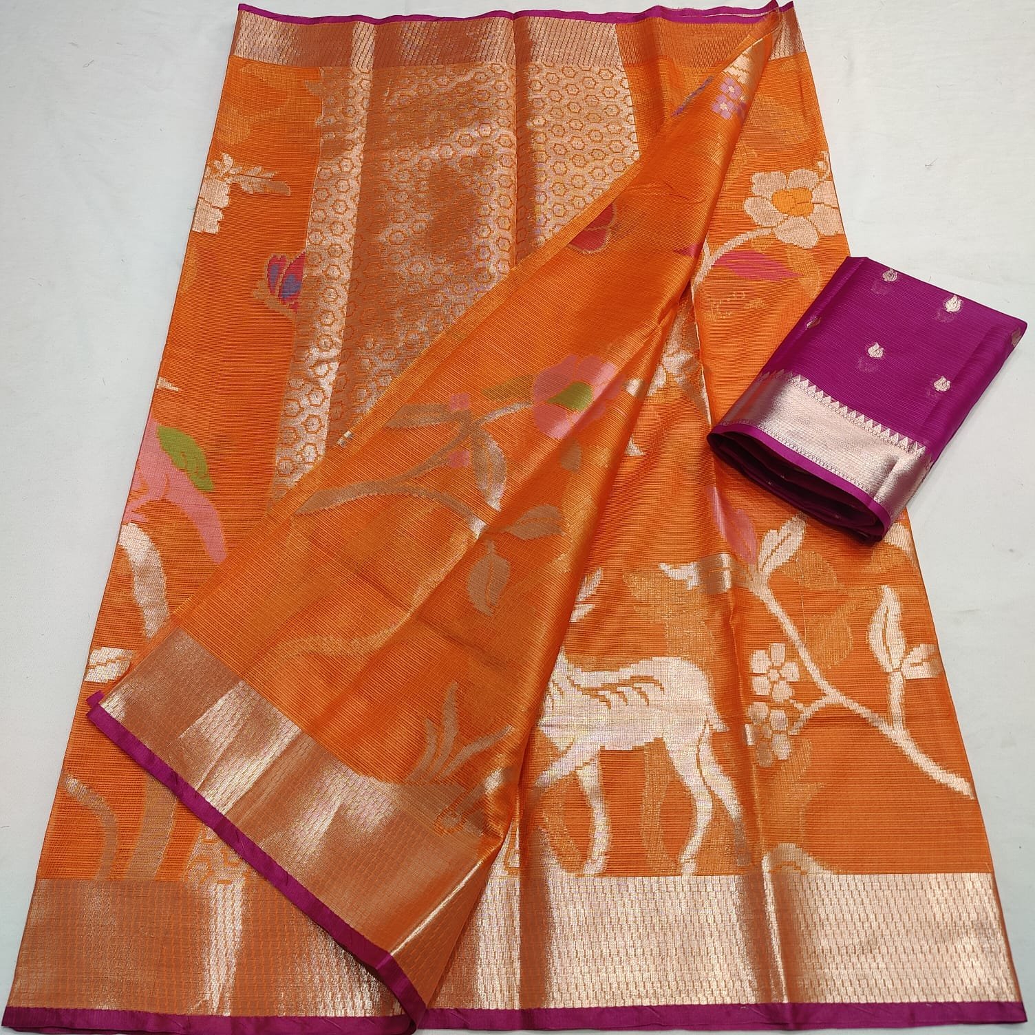 Premium Kota Doria Soft Silk Woven Saree