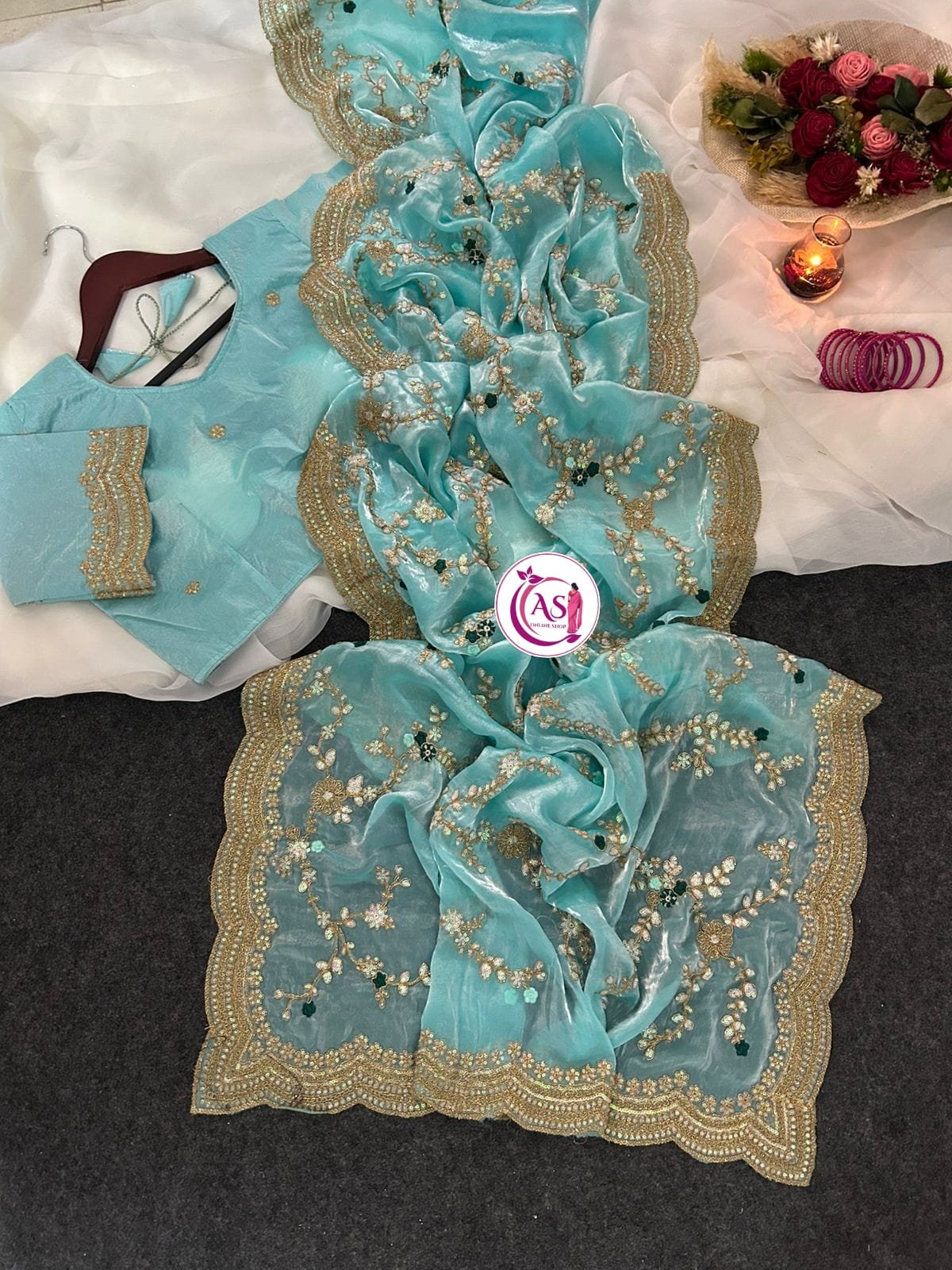 Fancy Designer Silk Saree with Multi-Daga Jal Work