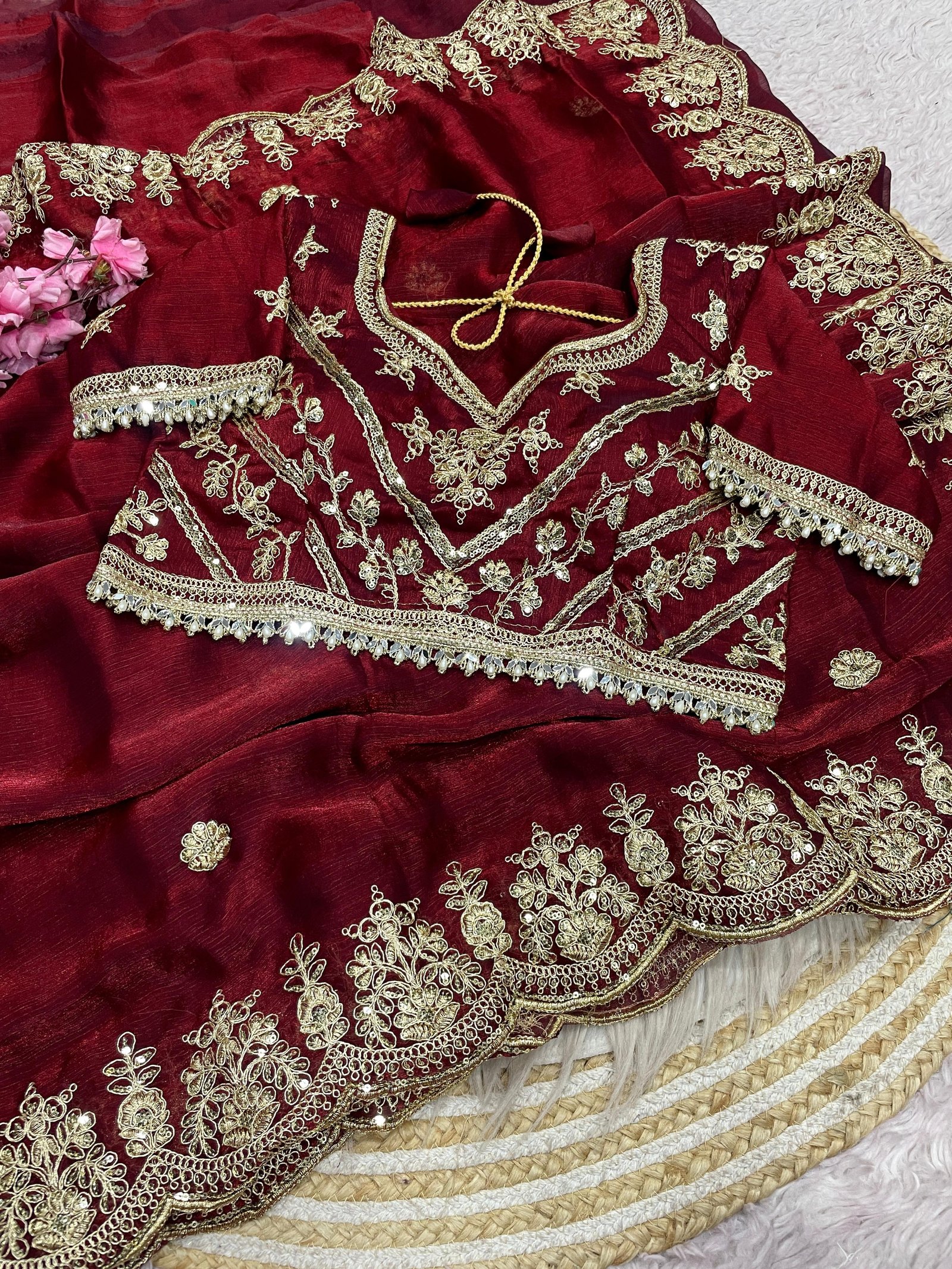 Designer Chiffon Saree with Coding Embroidery