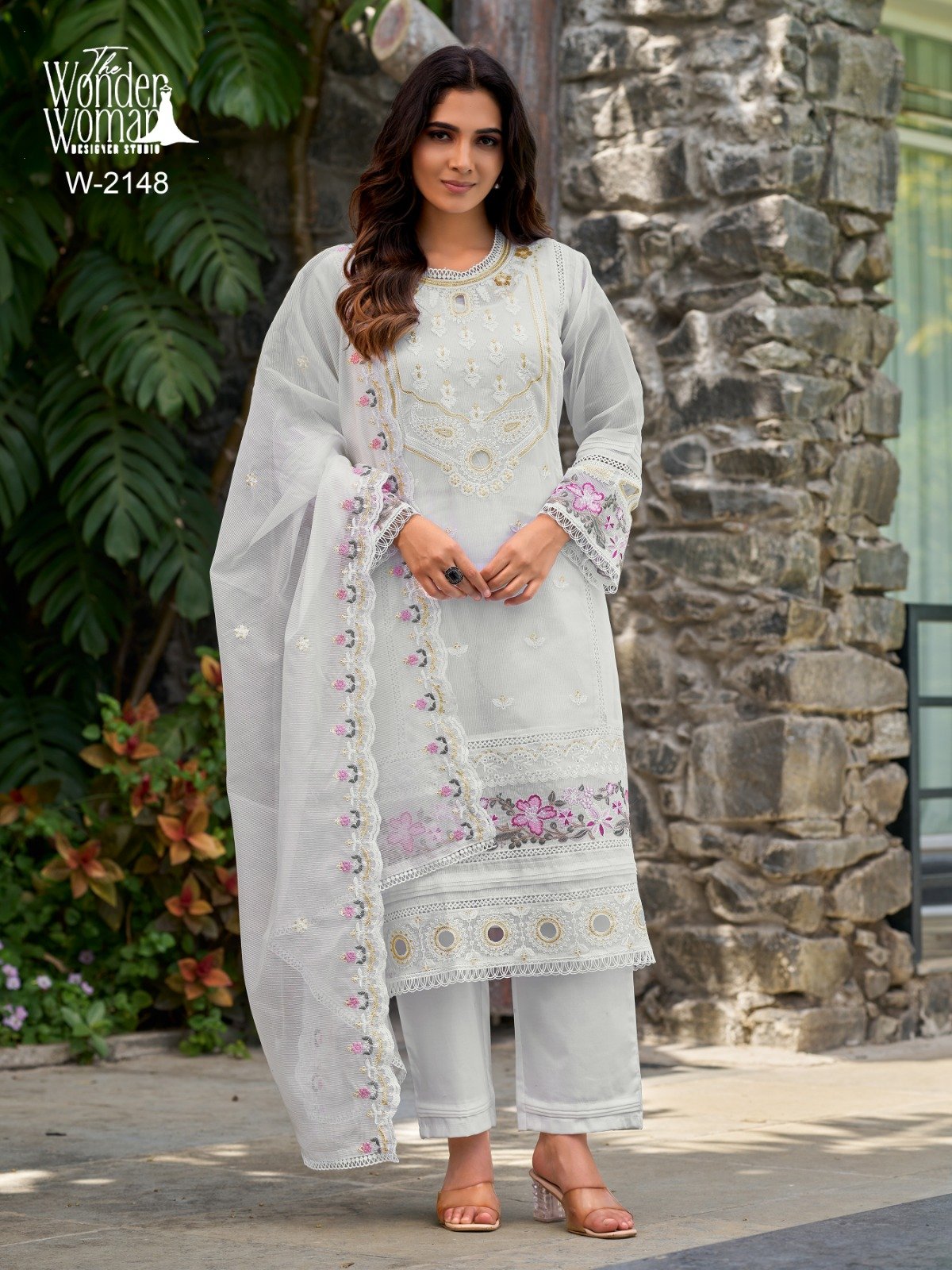 Premium Organza & Cambric Cotton Embroidered Suit Set