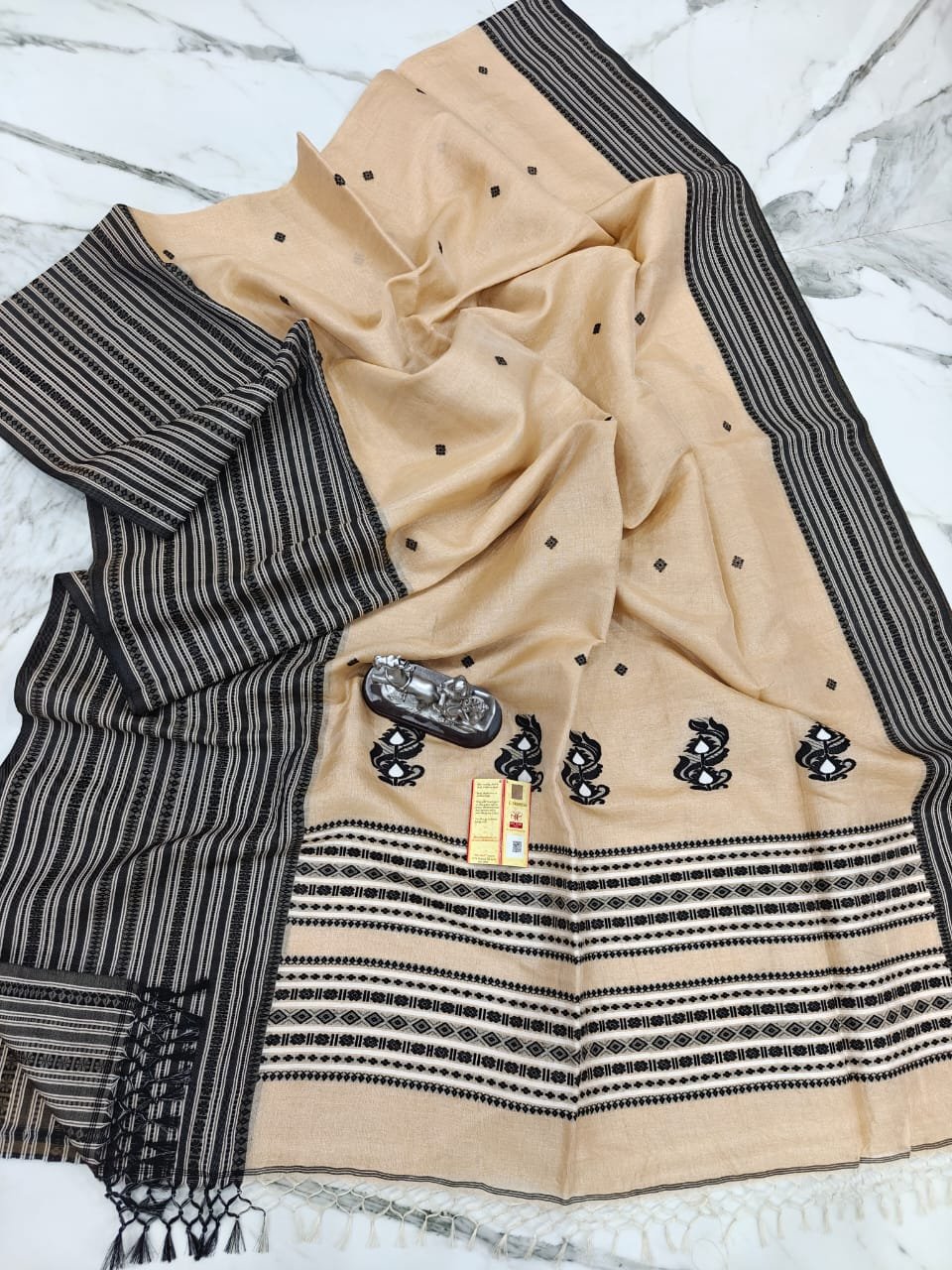 Pure Gachi Tussar Silk Handwoven Saree with Premium Woven Work Code !! T.T.G.C.