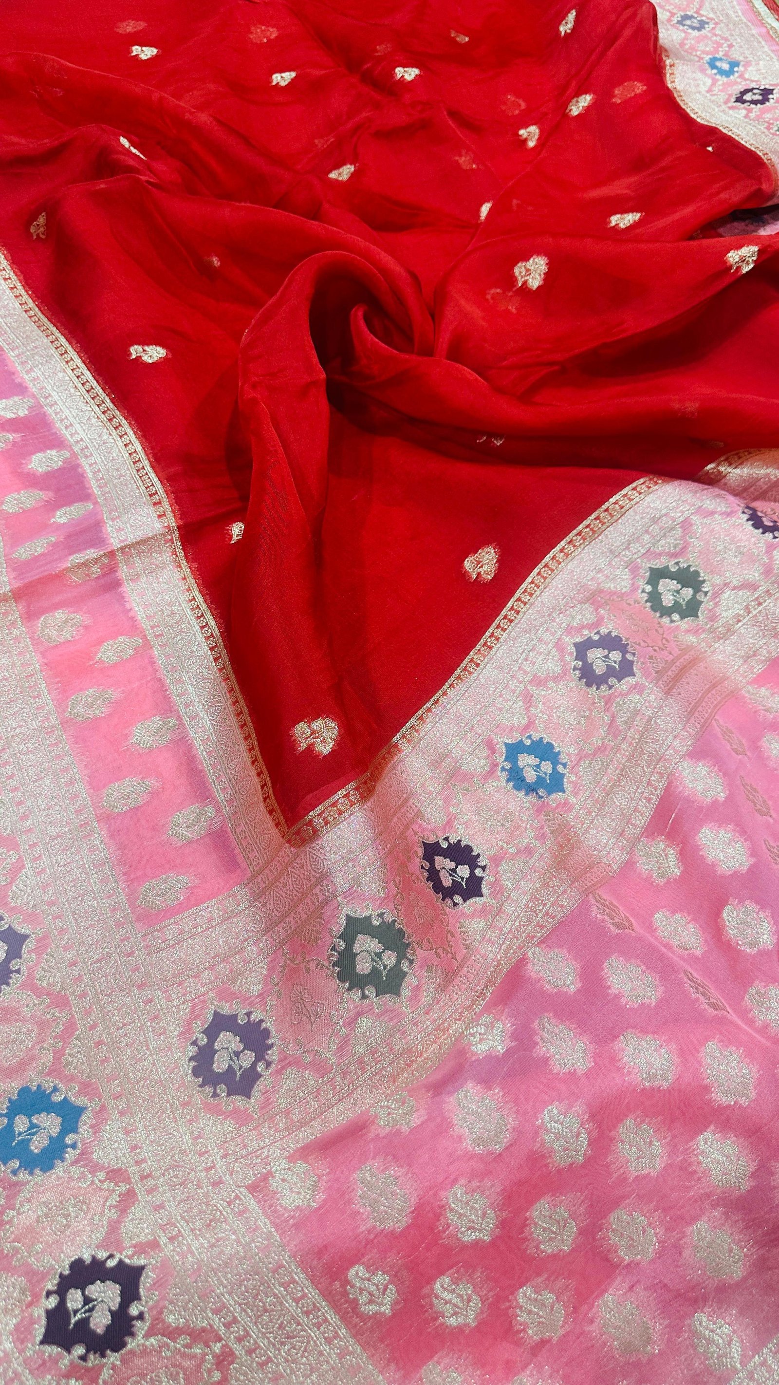 Premium Fancy Kora Silk Saree with Banarasi Weaving Pallu and Elegant Zari Border Code !! B.H.C.
