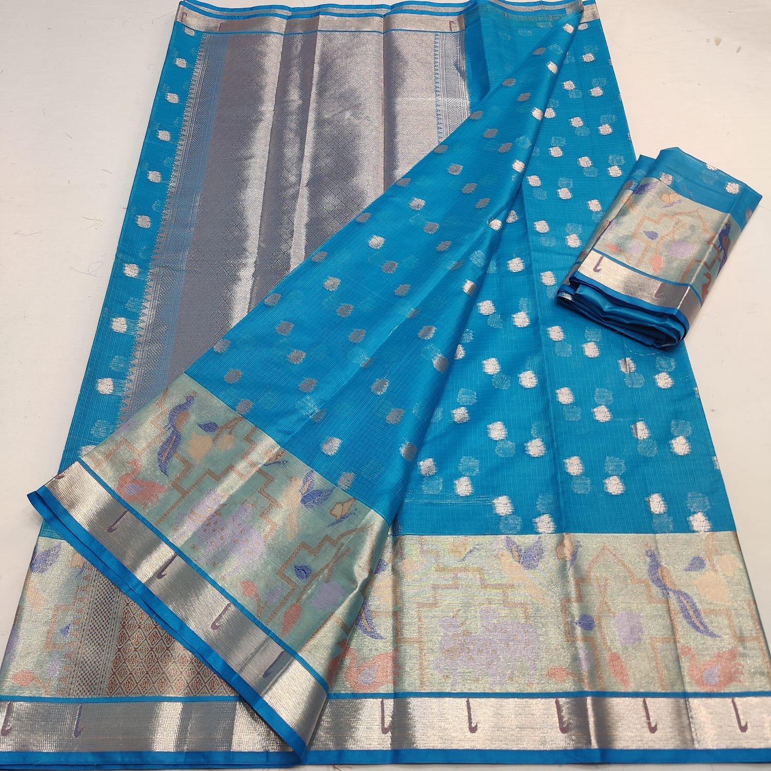 Premium Kota Doria Soft Silk Zari Weaving Saree – Elegant Banarasi Style Floral Patola Borders Code !! K.S.M.