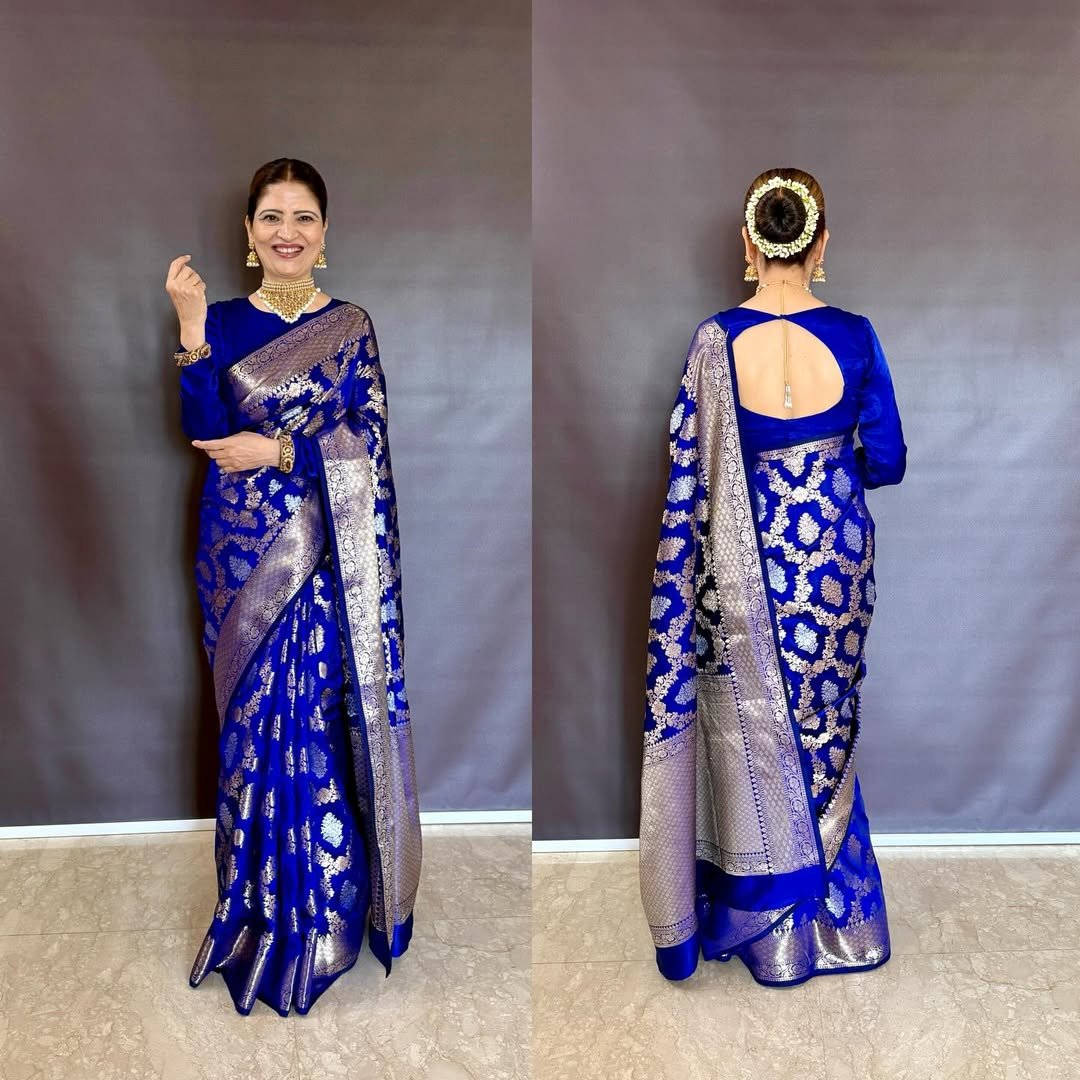 Nita Ambani Inspired Banarasi Katan Soft Silk Saree Code-D.S.S.