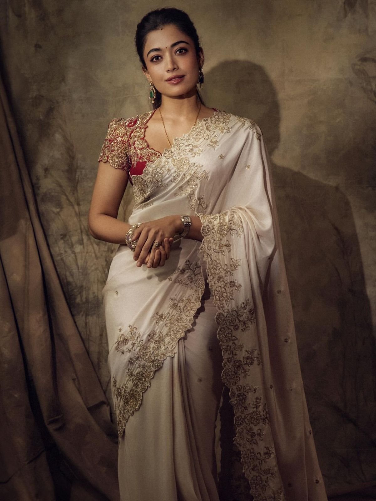 Rashmika Mandanna Inspired Glamour Rangoli Silk Sequin Saree Code !! D.S.S.