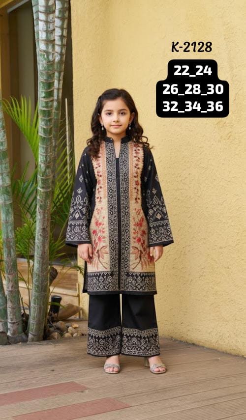 Kids Premium Mal Satin Printed Kurta and Palazzo Set – Elegant Ethnic Wear Co-Ord Set for Girls Code !! F B.K.