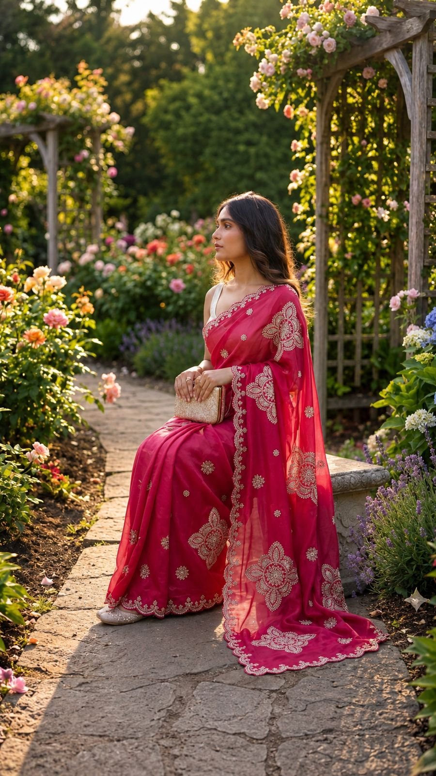 Women's Soft Silk Festive Saree, Designer Floral Embroidery Work with Matching Embroidered Silk Blouse Piece Code !! F.B.S.