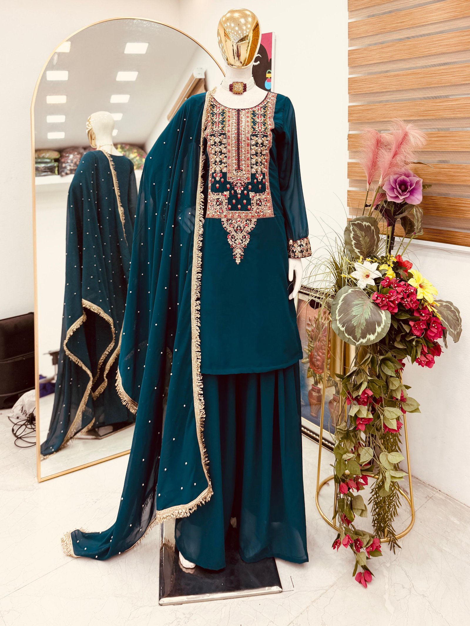 Meera Coding Embroidered Fox Georgette Salwar Suit Set Code !! F.B.S.S.