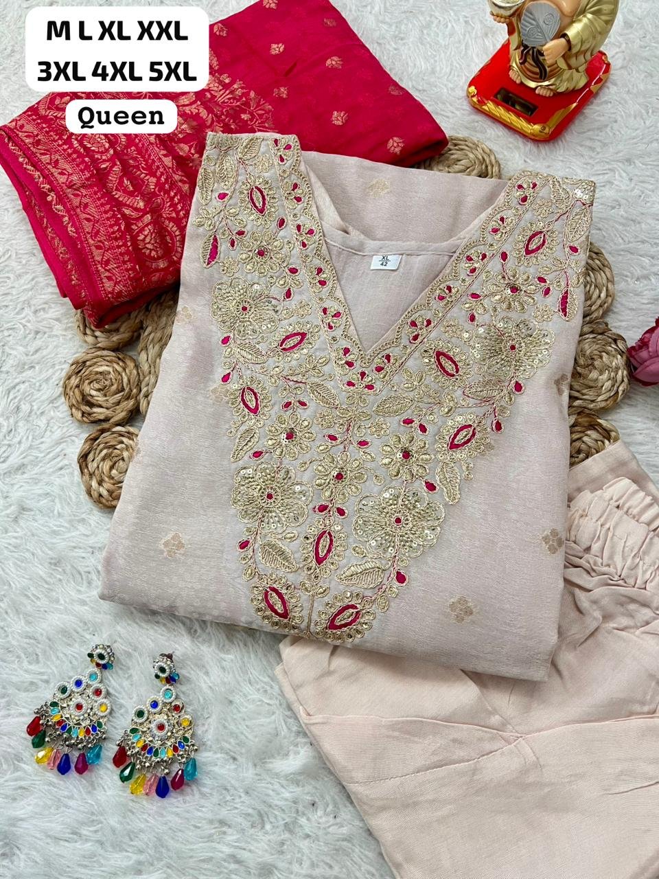 Paridhan Banarasiya "Queen" Simmer Jacquard Kurti Set with Banarasi Dupatta 