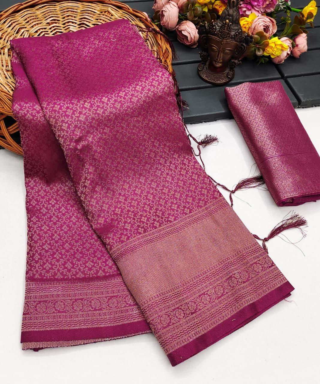 Paridhan Banarasiya Soft Kanjivaram Silk Saree with Rich Jacquard Work Code !! F.B.S.