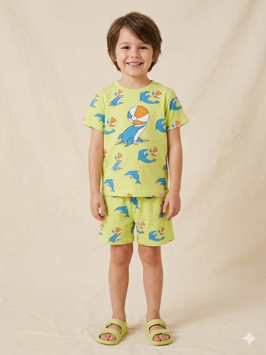 Kids Premium Cotton Bio-Wash Co-ord Set | Cute Printed T-Shirt & Shorts Combo Code !! F.B.K.