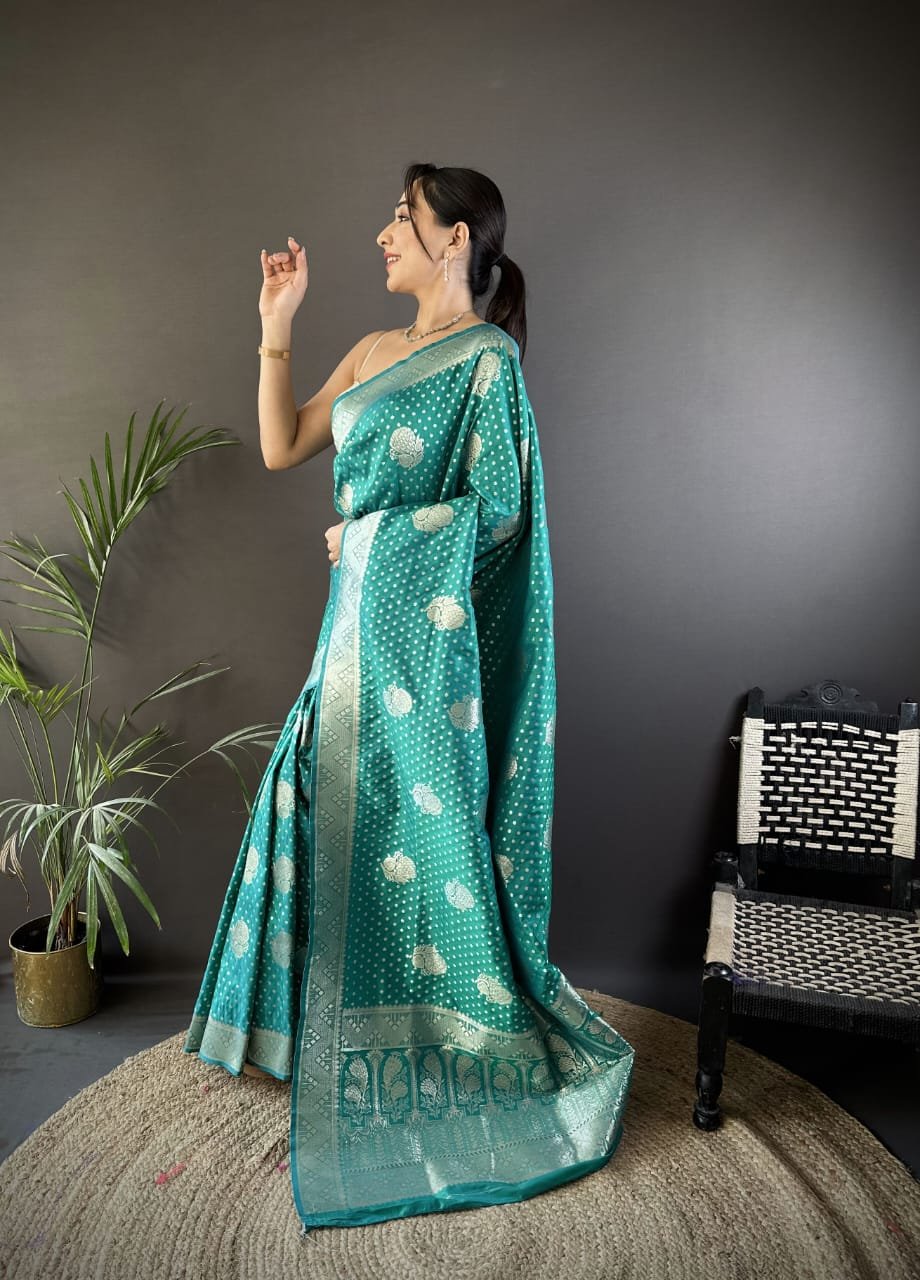 Premium Banarasi Soft Silk Saree with Elegant Gold Zari Weaving and Tassels Code !! F.B.S.