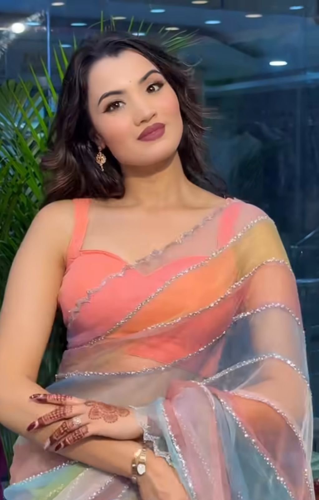 Exquisite Multi-Color Tabby Silk Digital Print Saree with Diamond & Cut-Work Border Code !! F.B.S.