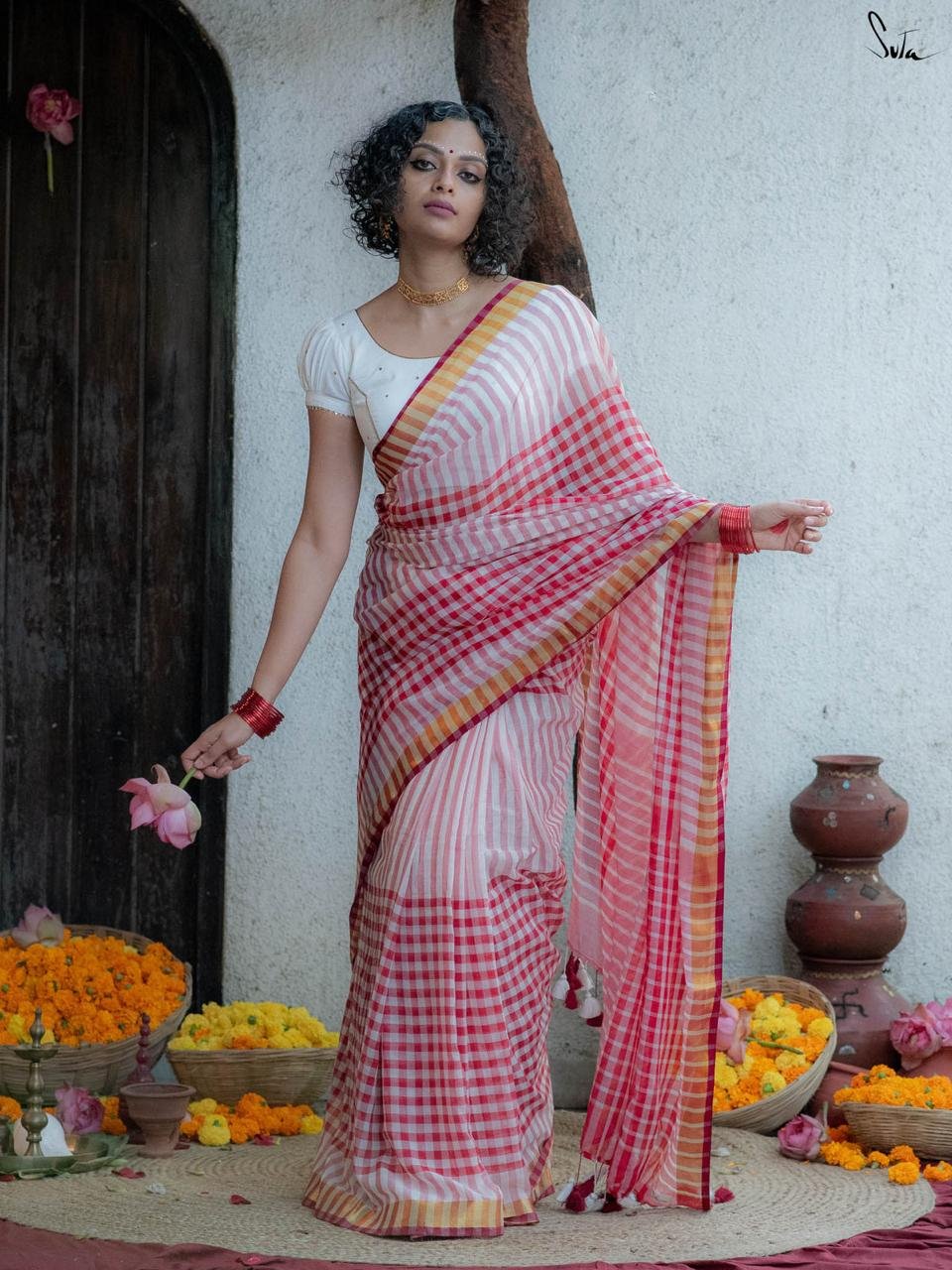 Authentic Premium Handloom Mulmul Cotton Saree  Code !! T.T.G.C.