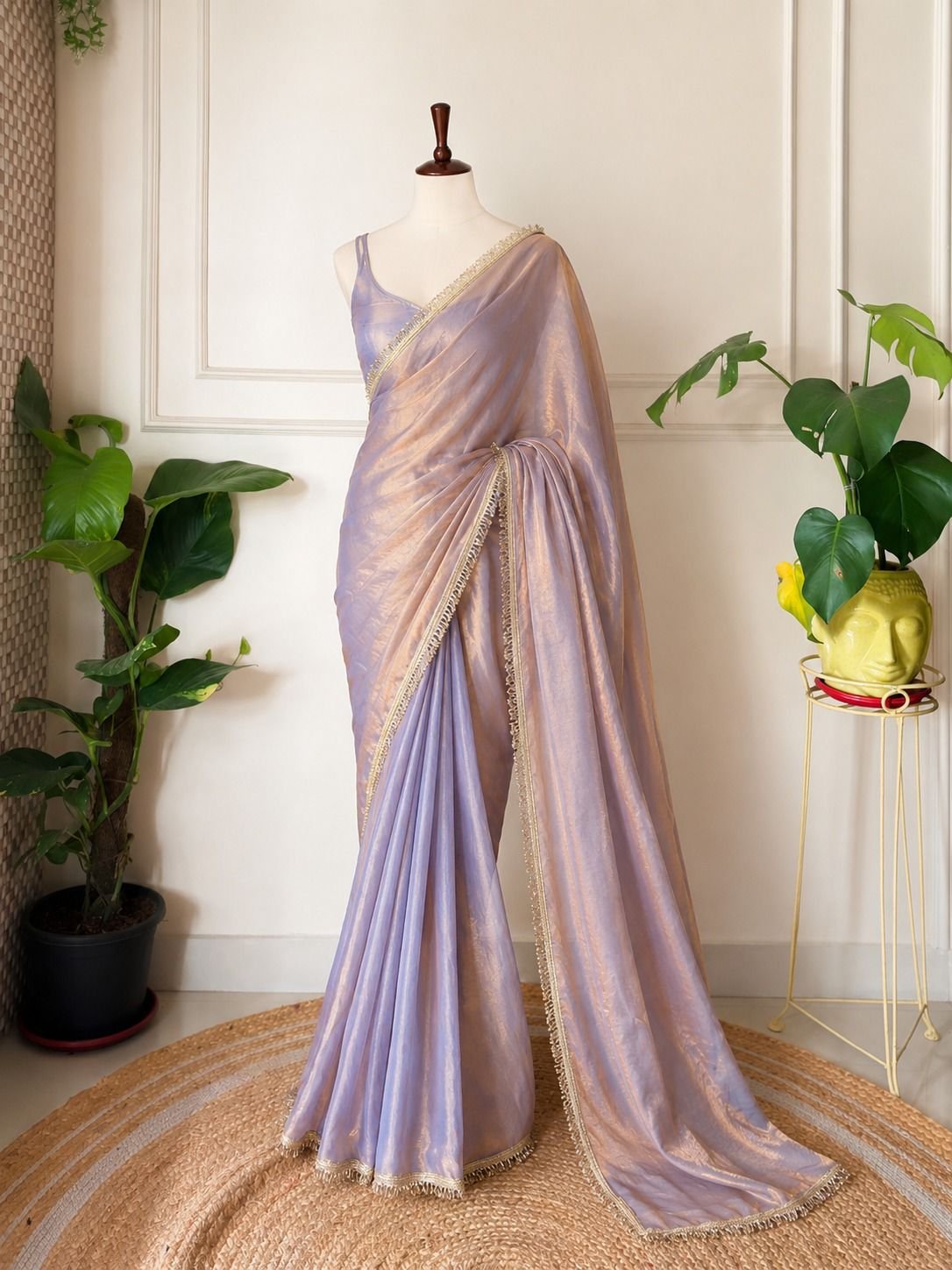 Elegant Fendy Satin Party Wear Saree with Fancy Latkan Lace Code !! F.B.S.