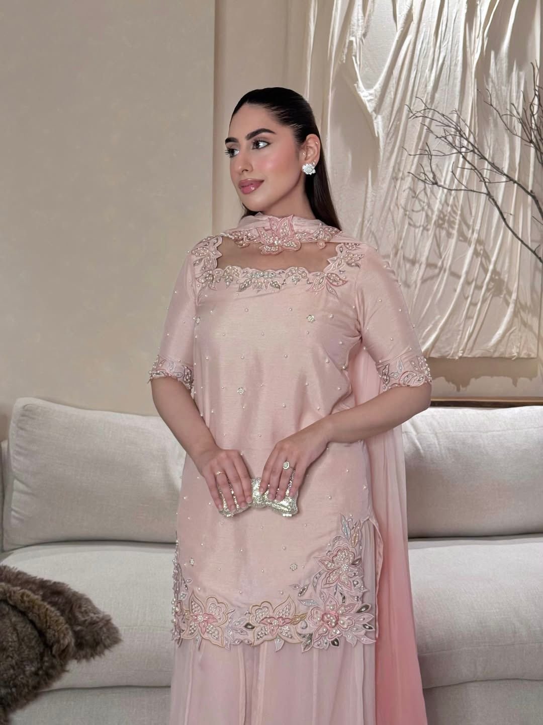 Designer Party Wear Top, Sharara Palazzo, and Dupatta Set Code !! F.B.S.S.