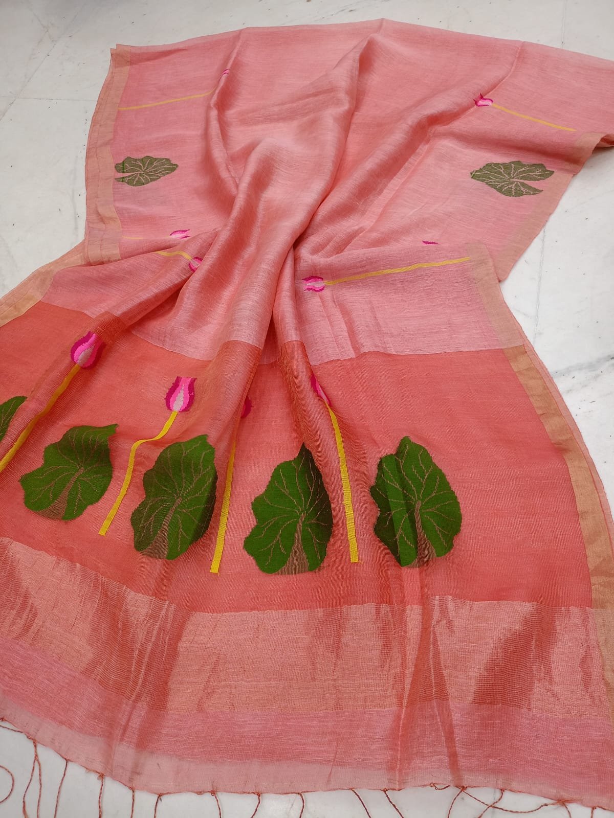 Premium Handwoven Silk Linen Saree (Code: T.T.G.C.)