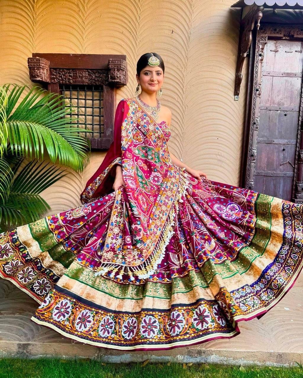 Navratri Special Designer Printed Muslin Cotton Lehenga Choli Code. !! F.B.S.