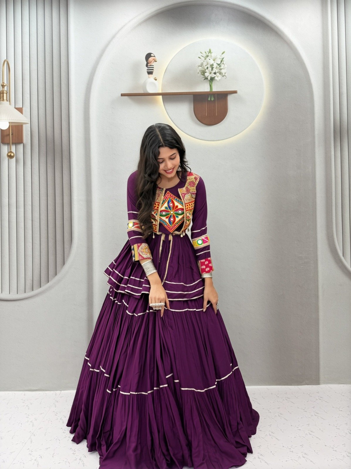 Exquisite Gamthi Work Lehenga Choli with 9-Meter Flair Code !! F.B.S.S.