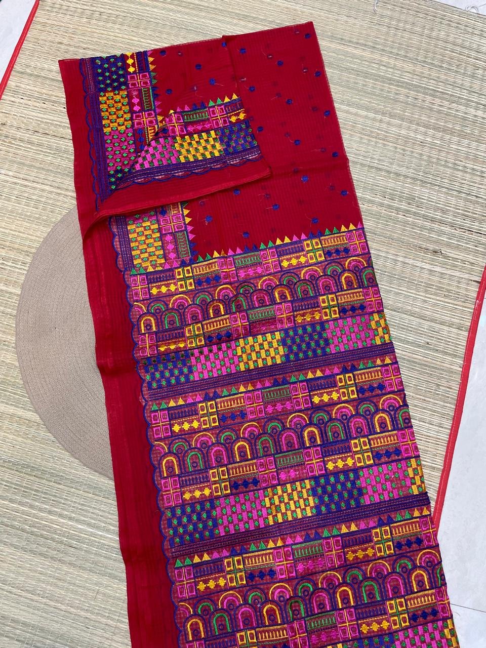 Exclusive Pure Resham Kota Handloom Saree with Handcrafted Lambani Embroidery Code !! T.T.G.C.