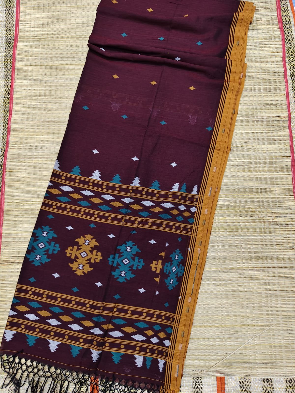 Exclusive Pure Cotton Handloom Saree with Geometric Weave & Blouse Piece Code !! T.T.G.C.