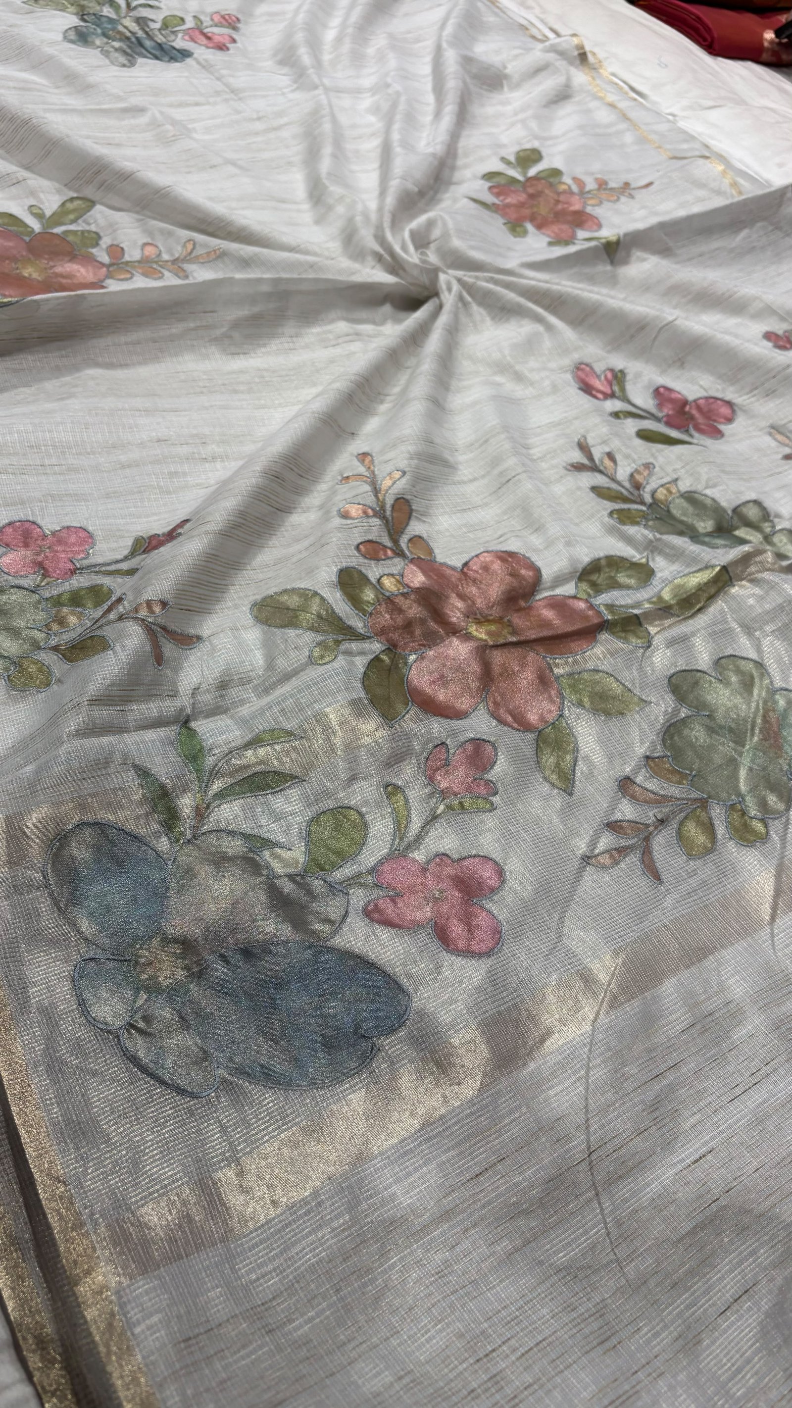 Kota Silk Appliqué Work Saree with Elegant Handcrafted Details Code !! B.H.C.