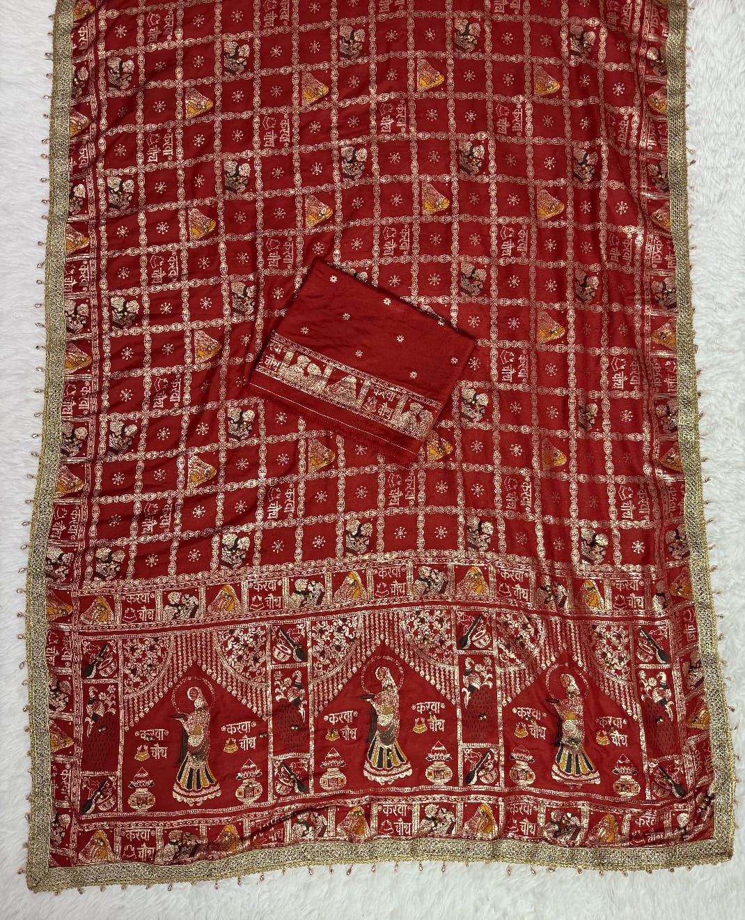 Karwa Chauth Special Dola Viscose Weaving Silk Saree with Heavy Meena Pallu & Ghungroo Lace Code-B.F.S.