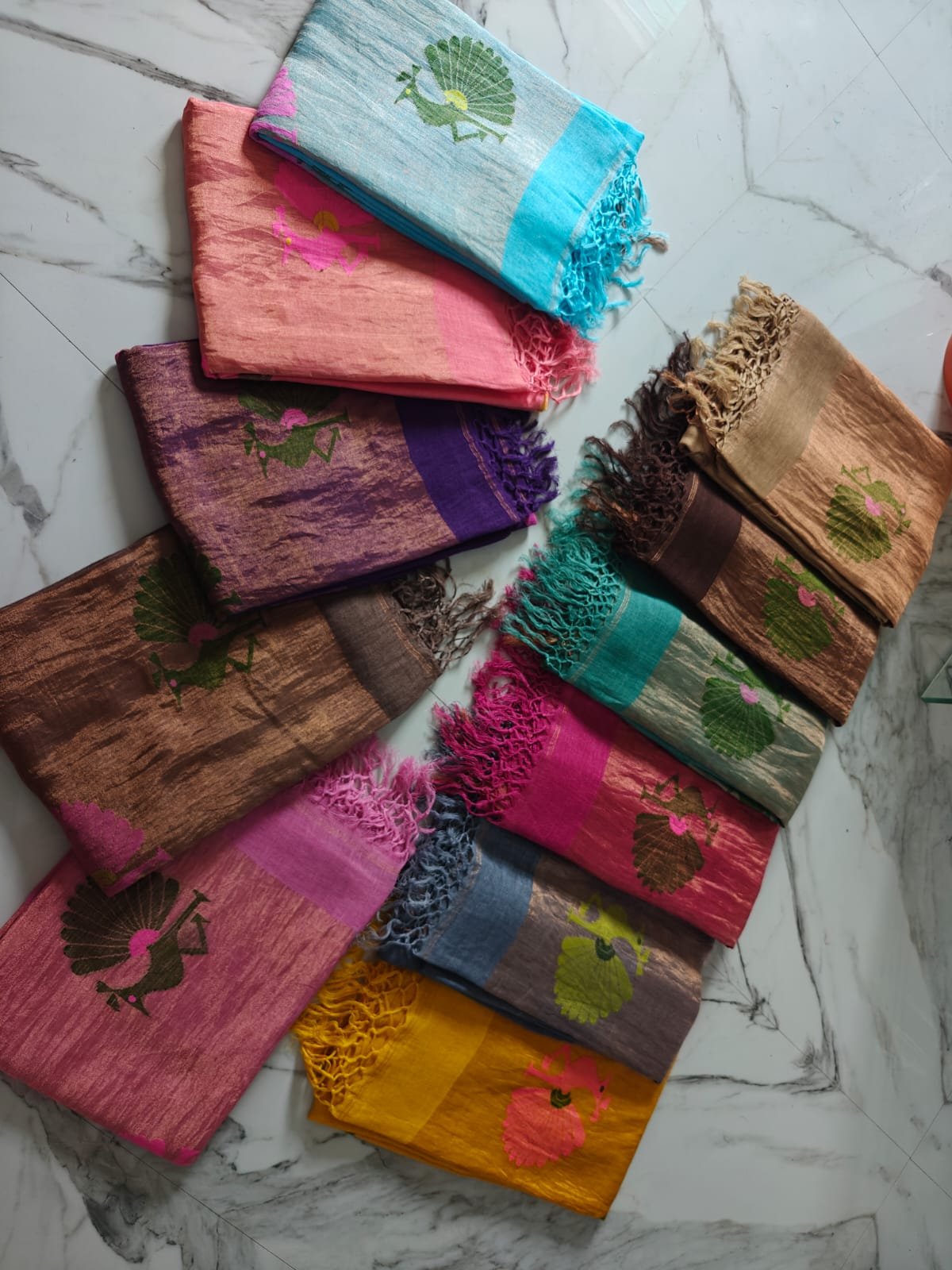 Authentic 100 Count Jayshree Pure Linen Handwoven Paithani Saree T.T.G.C.