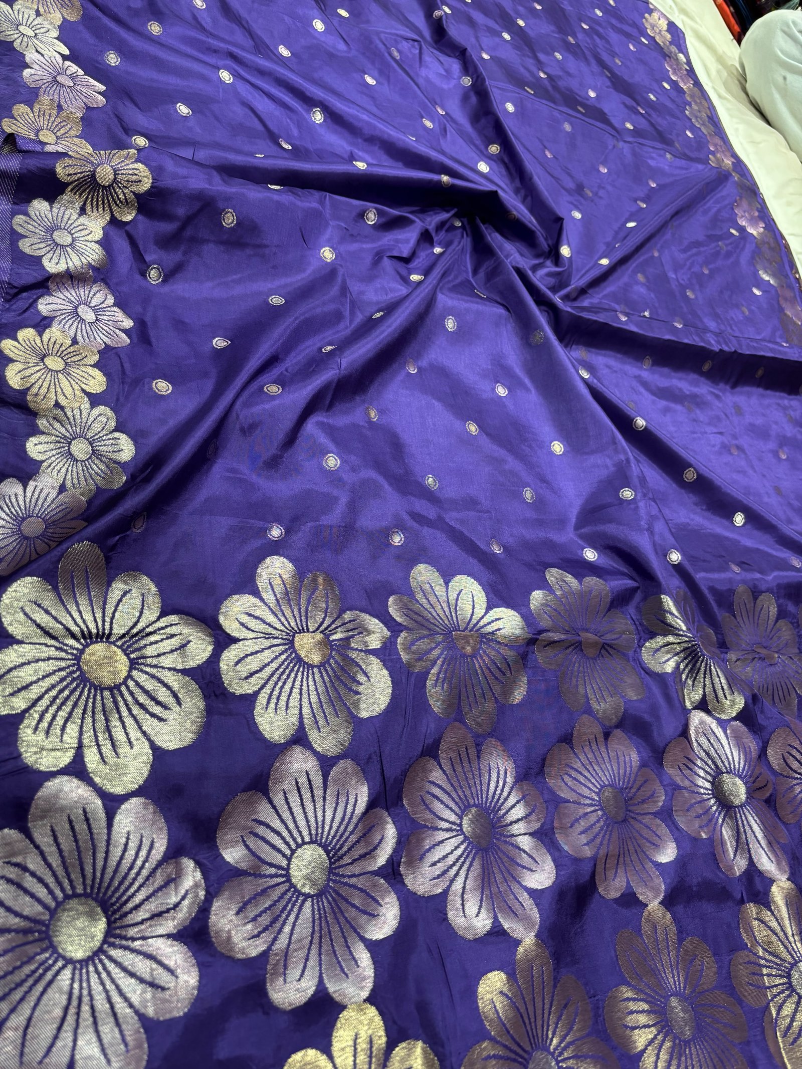 Korean Silk Saree with Floral Zari Weaving Border & Small Bootis Code !! B.H.C. 