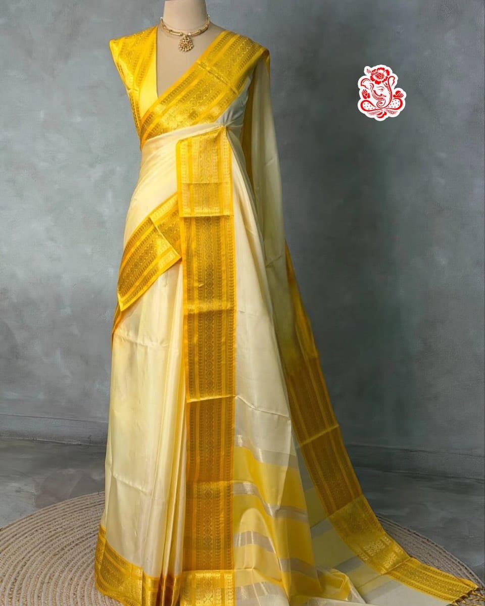 Exclusive Semi Katan Silk Saree with Rich Contrast Zari Temple Border Code!! T.T.G.C.