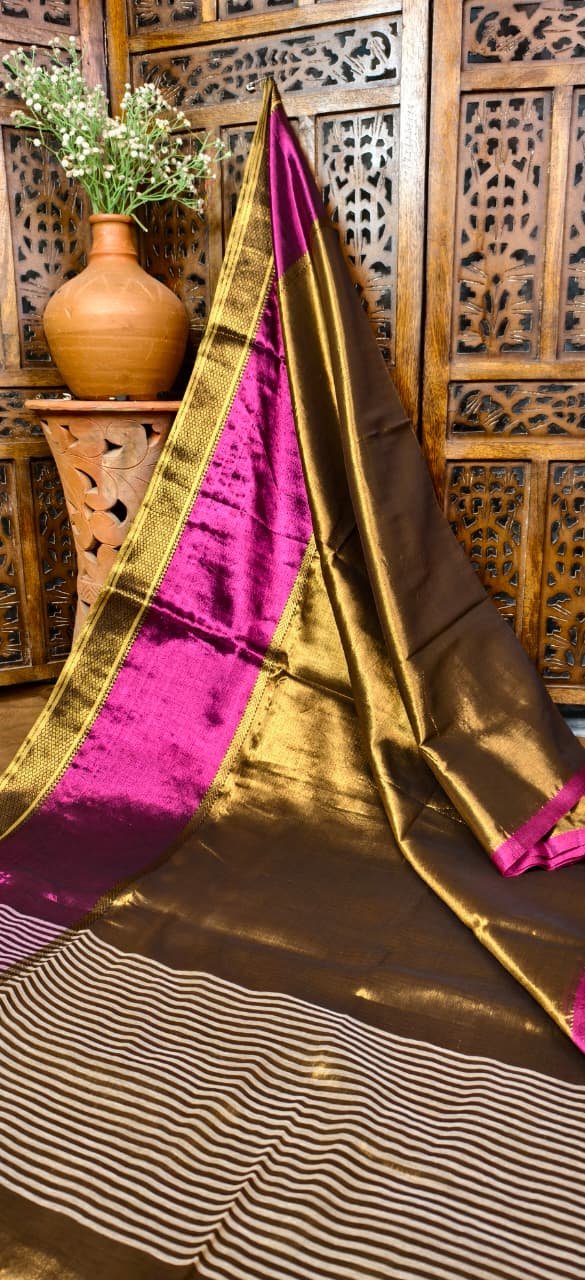 Exclusive Shimmer Authentic Tissue Silk Saree with Blouse Piece Code!! T.T.G.C.